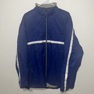 Vintage Nike Jacket Mens XL Blue Full Zip Fleece‎ Lined Windbreaker Pockets Y2K